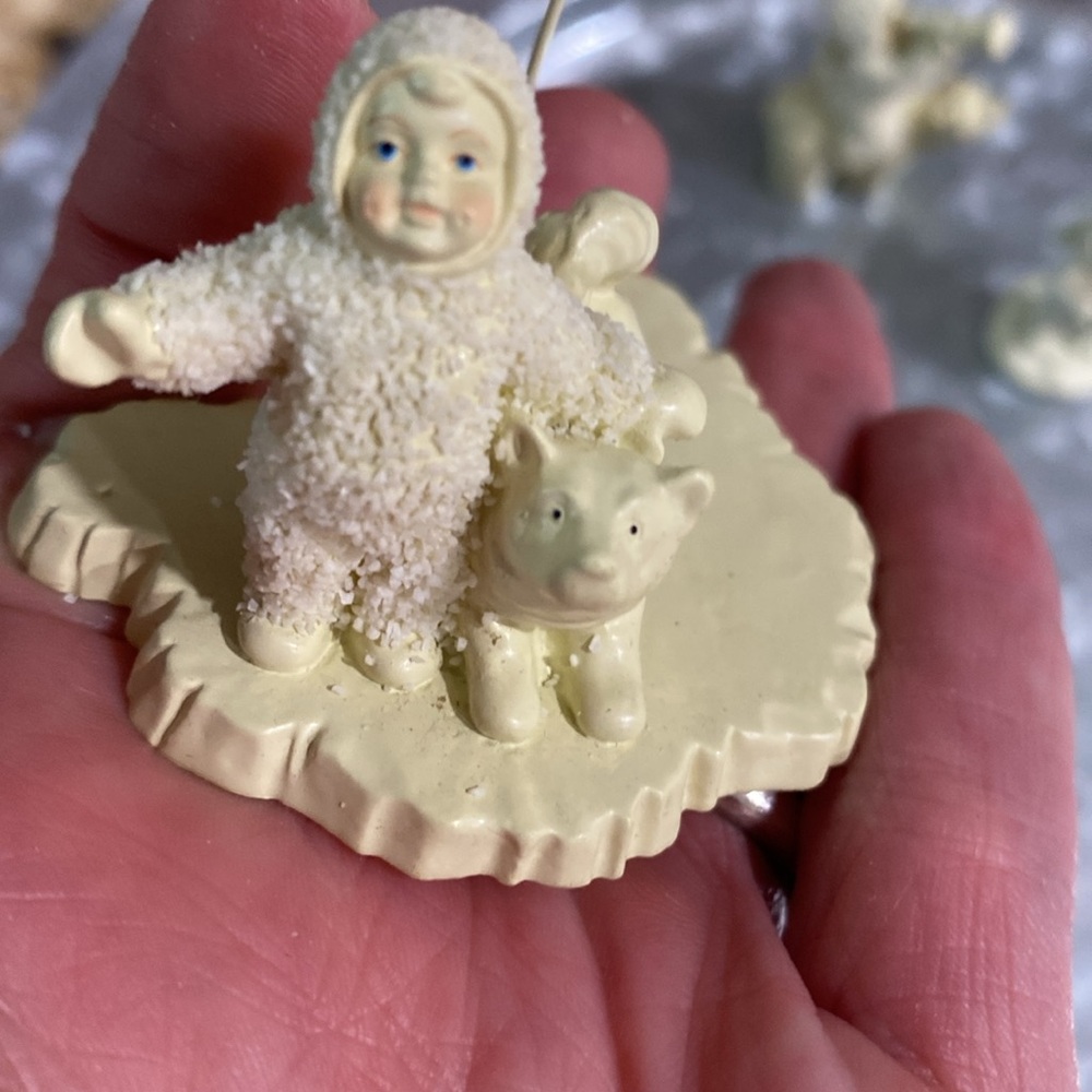 Vintage 90s Dept 56 Snowbabies Miniatures Pewter 2 Pc Bundle In Box - Picture 8 of 16